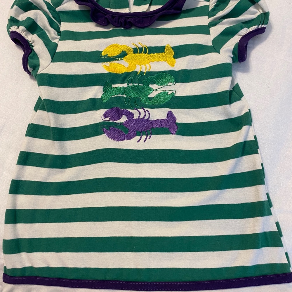 Toddler Girl Knit Crawfish Mardi Gras Dress